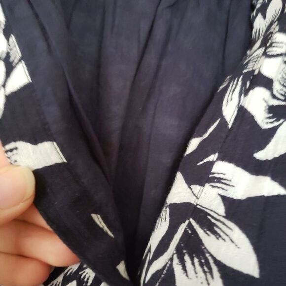 J. Crew Pineapple Print Sleeveless Crinkle Casual Midi Dress Navy White Size 4 - Picture 5 of 9